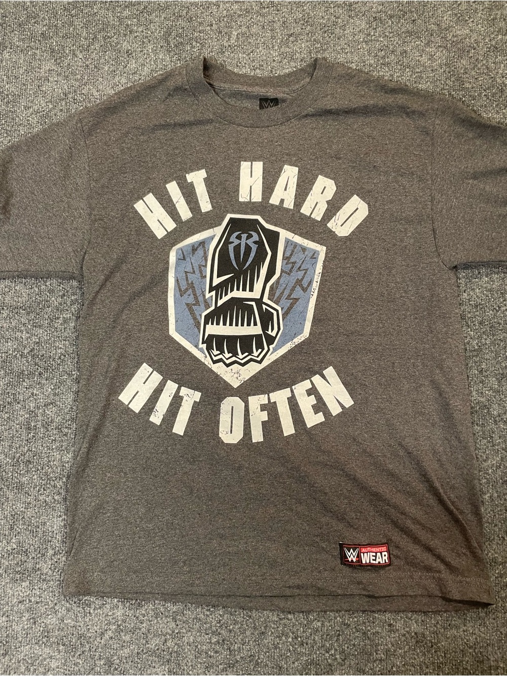 WWE Gray 'Hit Hard Hit Often' Graphic Tee